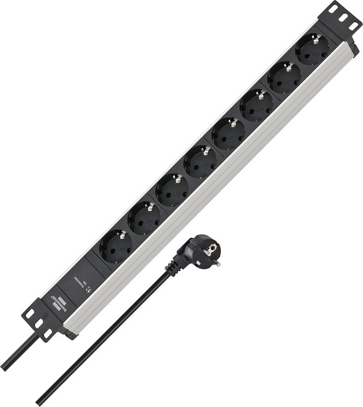 Brennenstuhl Alu-Line Serisi 19" Server Kasası Uyumlu Uzatma Kablosu 9 Soketli 2 Metre Kablolu 5 Yıl Garantili Priz