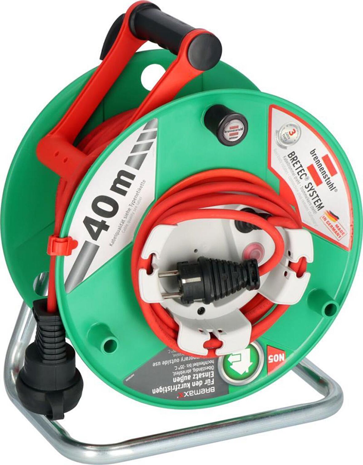 Brennenstuhl Garant G Bretec Serisi IP44 Lisanslı Cablepilot 38+2 Metre Bahçe ve Dış Mekan için Makaralı Kablo