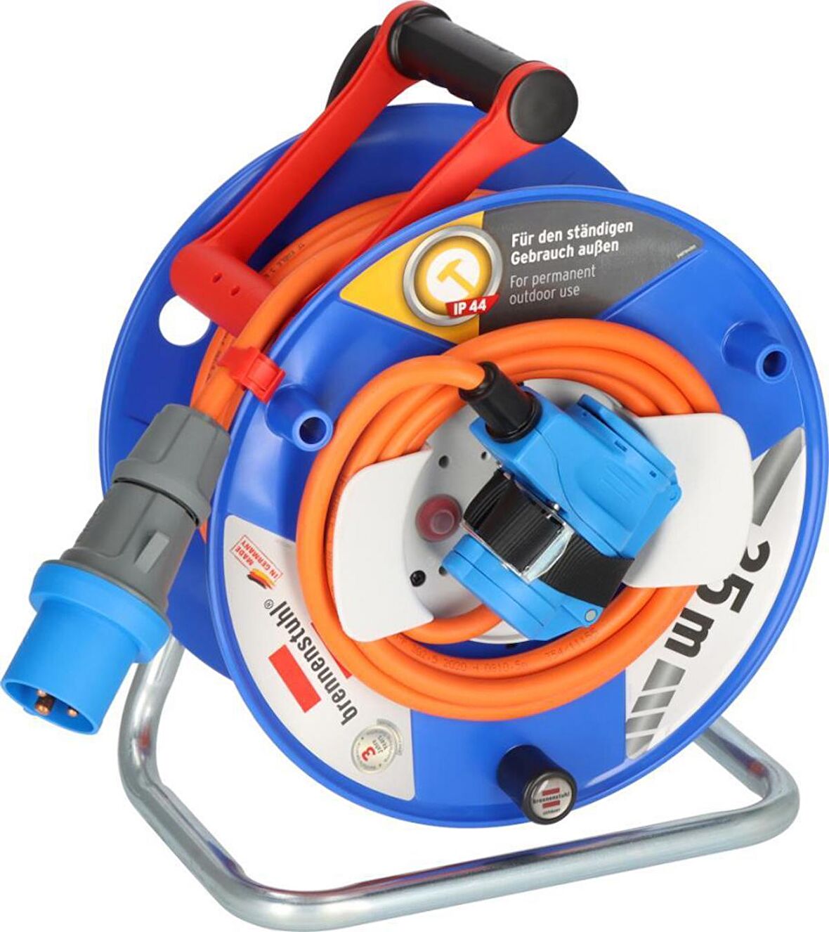 Brennenstuhl Camping Serisi CEE ve 230 V Çeviricili 25 Metre IP44 Dış Mekan Makara Kablosu