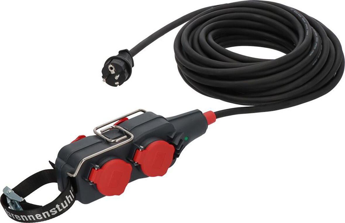 Brennenstuhl Profesyonel Powerblock Serisi IP54 Lisanslı Asma Aparatlı 4 Soketli 15 Metre Kablolu Seyyar Uzatma Priz H07RN-F 3G1.5