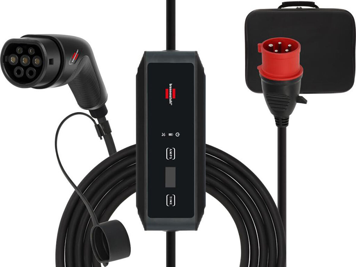 Brennenstuhl E-Mobility Serisi Duvar Tipi Uyumlu 3 Fazlı Elektrikli Araç Taşınabilir Şarj Istasyonu 8 Metre Kablolu 16A. 11 KW (Alman Menşeli)