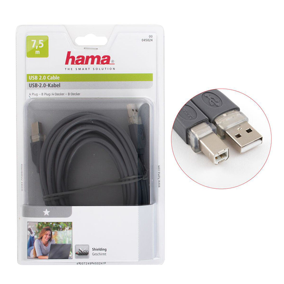 HAMA USB 2.0 A Fiş - B Fiş Gri 7.5m HM.45024

