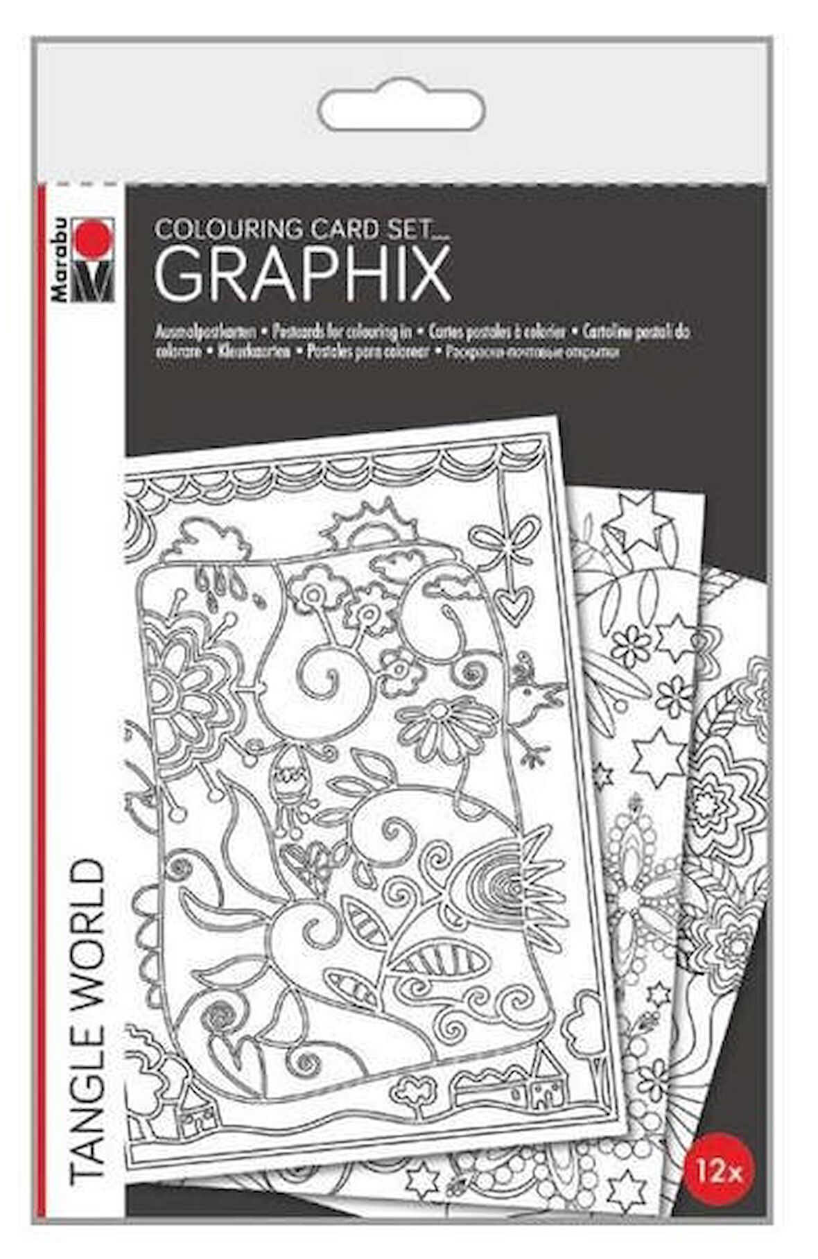 Marabu Graphix Colouring Card Set 12'li Tangle World