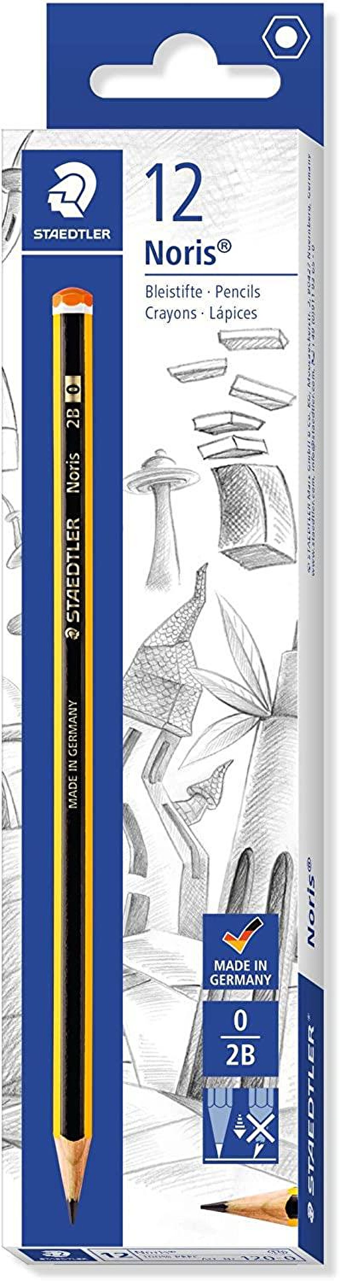 Staedtler 120-0 Noris Kurşun Kalem 120 Sertlik Derecesi 2B, 12 Adet, Siyah