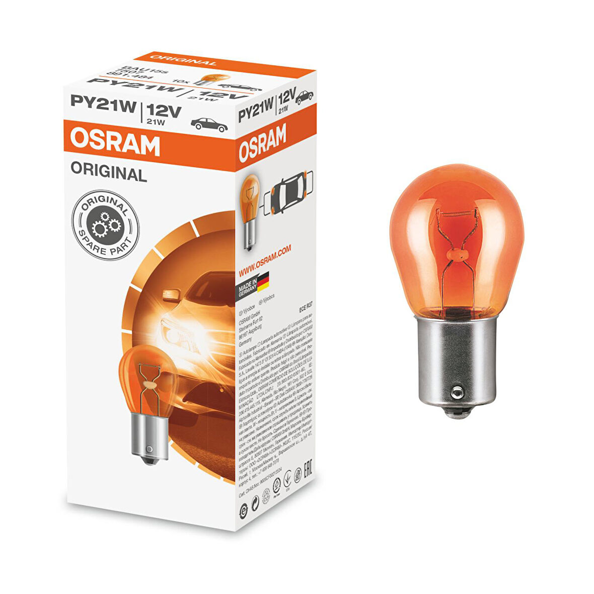 Osram P21W 12V 21W 93 BAU15S 7507 YAKIN TIRNAK SARI - 10 Adet