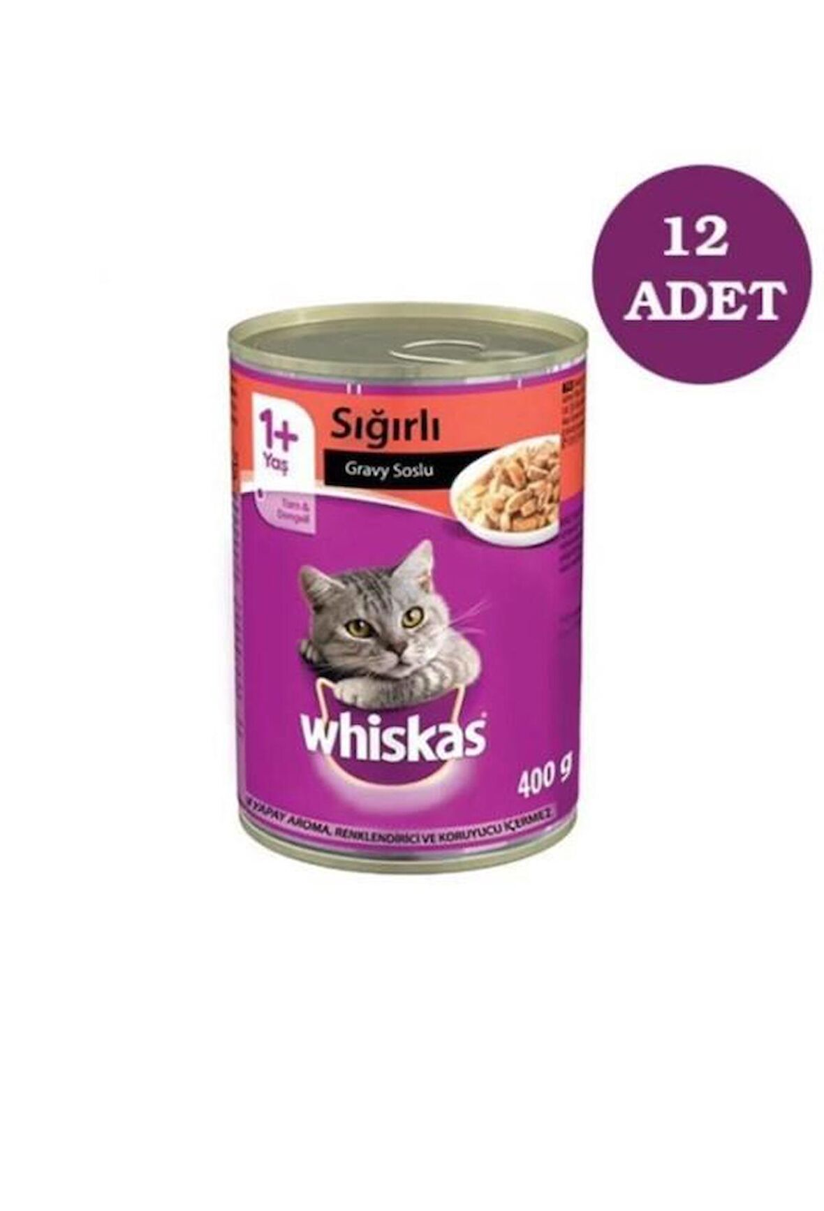 Whiskas Gravy Soslu Sığır Etli Kedi Konservesi 400gr x 12 Adet