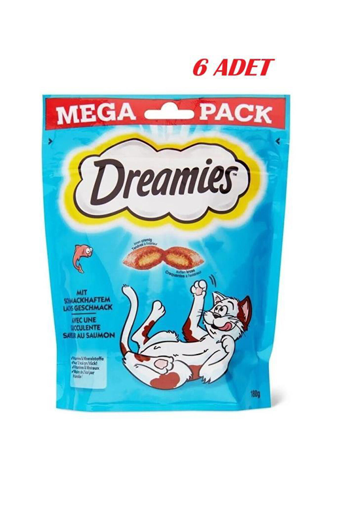 Dreamies Mega Somonlu Kedi Ödül Maması 180 Gr*6 ADET