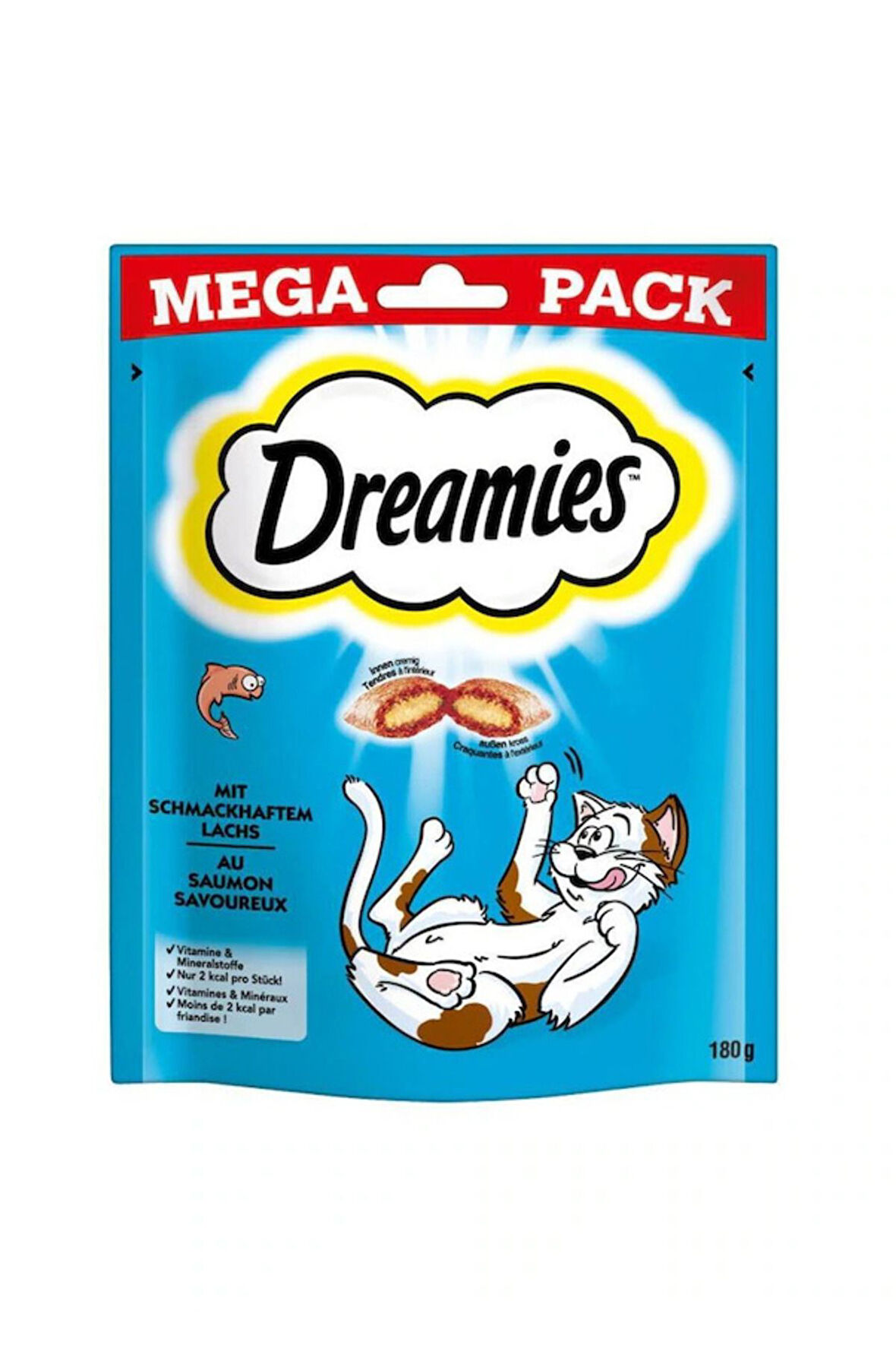 Dreamies Mega Pack İç Dolgulu Somonlu Kedi Ödül Bisküvisi 4 X180 gr