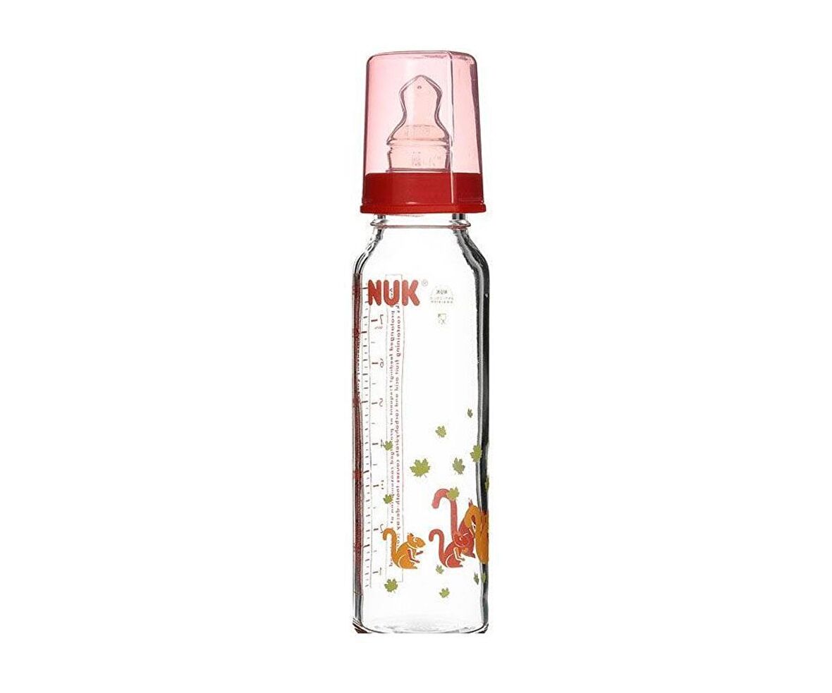 Nuk Silikon Emzikli Cam Biberon 250 Ml - Kırmızı