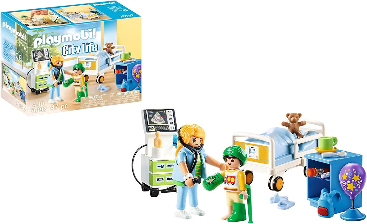 Playmobil 70192 Şehir Hayatı Çocuk Hastanesi Odası, eğitici oyuncak, eğlenceli yaratıcı rol yapma, oyun seti 4 yaş ve üzeri çocuklar için uygundur