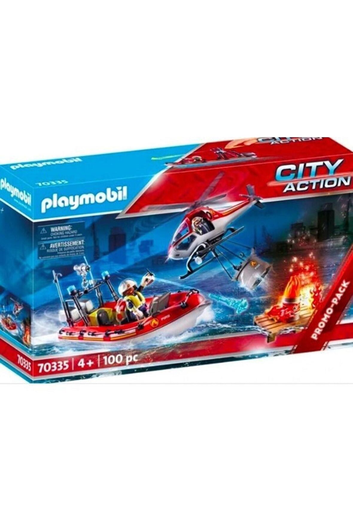Playmobil Fire Rescue Mission 70335 itfaiye Yangın Müdahale Kurtarma Helikopteri ve Botu Oyuncakları