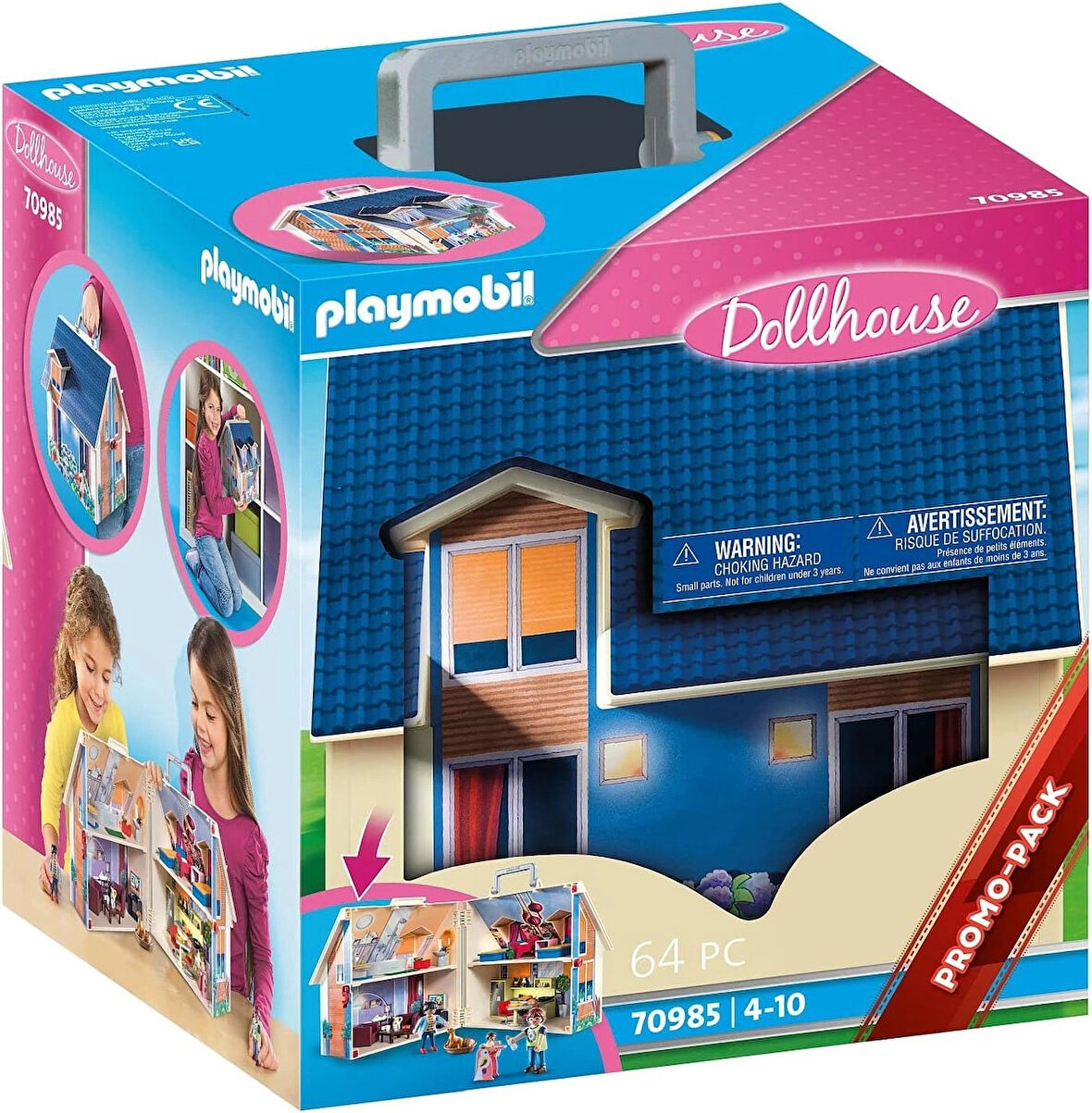 PLAYMOBIL Dollhouse 70985 tutamaklı, katlanabilir bebek evi, 4 yaş ve üzeri çocuklar için oyuncak