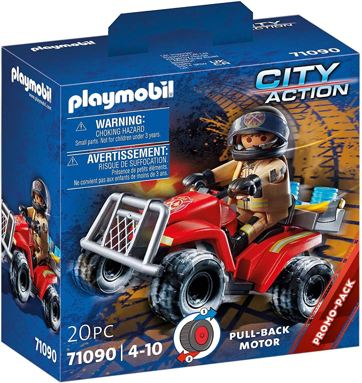 Playmobil City Action 71090 Yangın için Dörtçeker Arazi Aracı Geri Çekilebilir Motorlu, eğlenceli yaratıcı rol yapma oyunu, oyun seti, 4 yaş ve üzeri çocuklar için uygun oyun seti