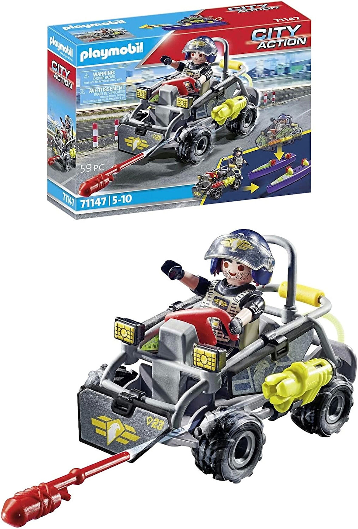 Playmobil City Action 71147 Dönüştürülebilir Sek Sürat Teknesi, 5 Yaş ve Üzeri Çocuklar İçin Oyuncak