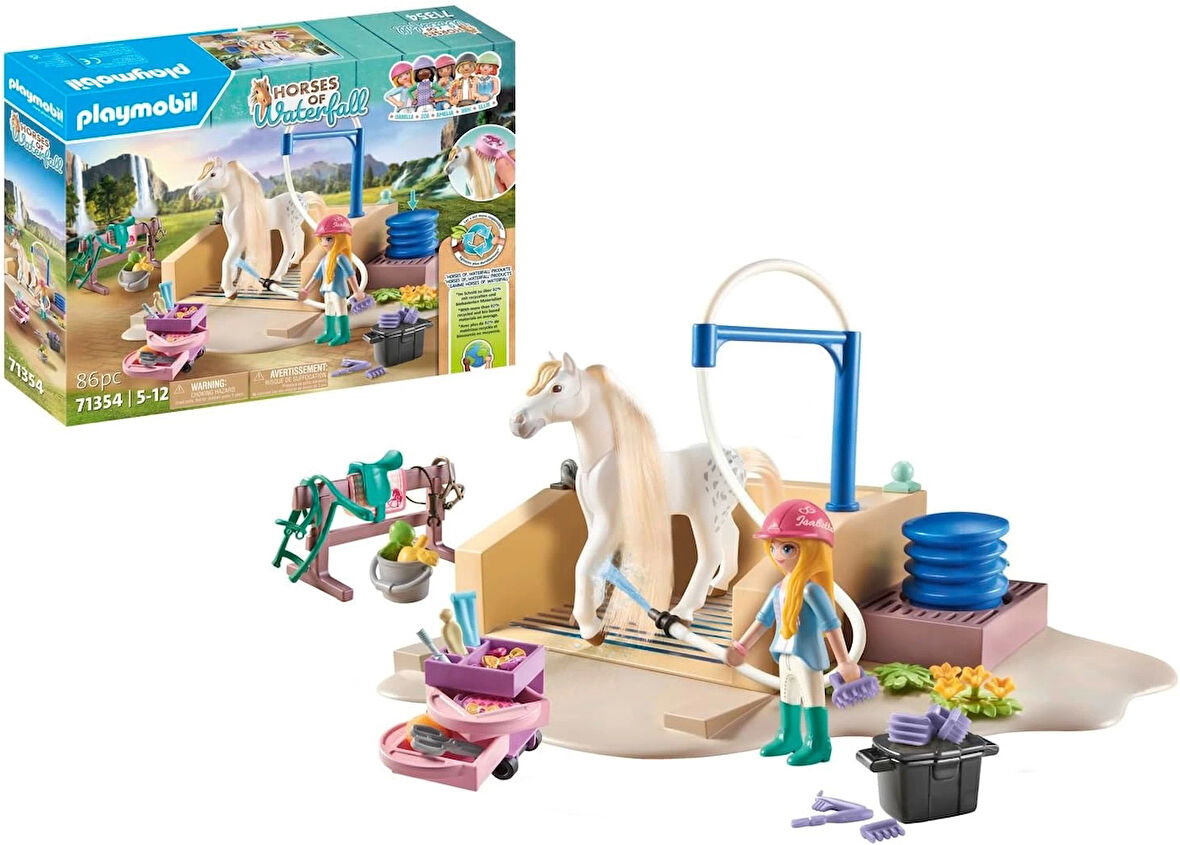 Playmobil Horses Of Waterfall 71354 Isabella & Lioness Yıkama Alanlı, Kapsamlı At Bakımı, Geniş Binicilik ve Birlikte Selfieler, 5 Yaşından Büyük Çocuklar İçin Sürdürülebilir Oyuncak