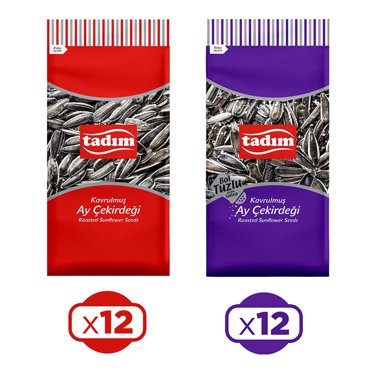 Tadım Ayçekirdeği 180 gr Kavrulmuş Siyah ve Bol Tuzlu 24 lu Karma Paket