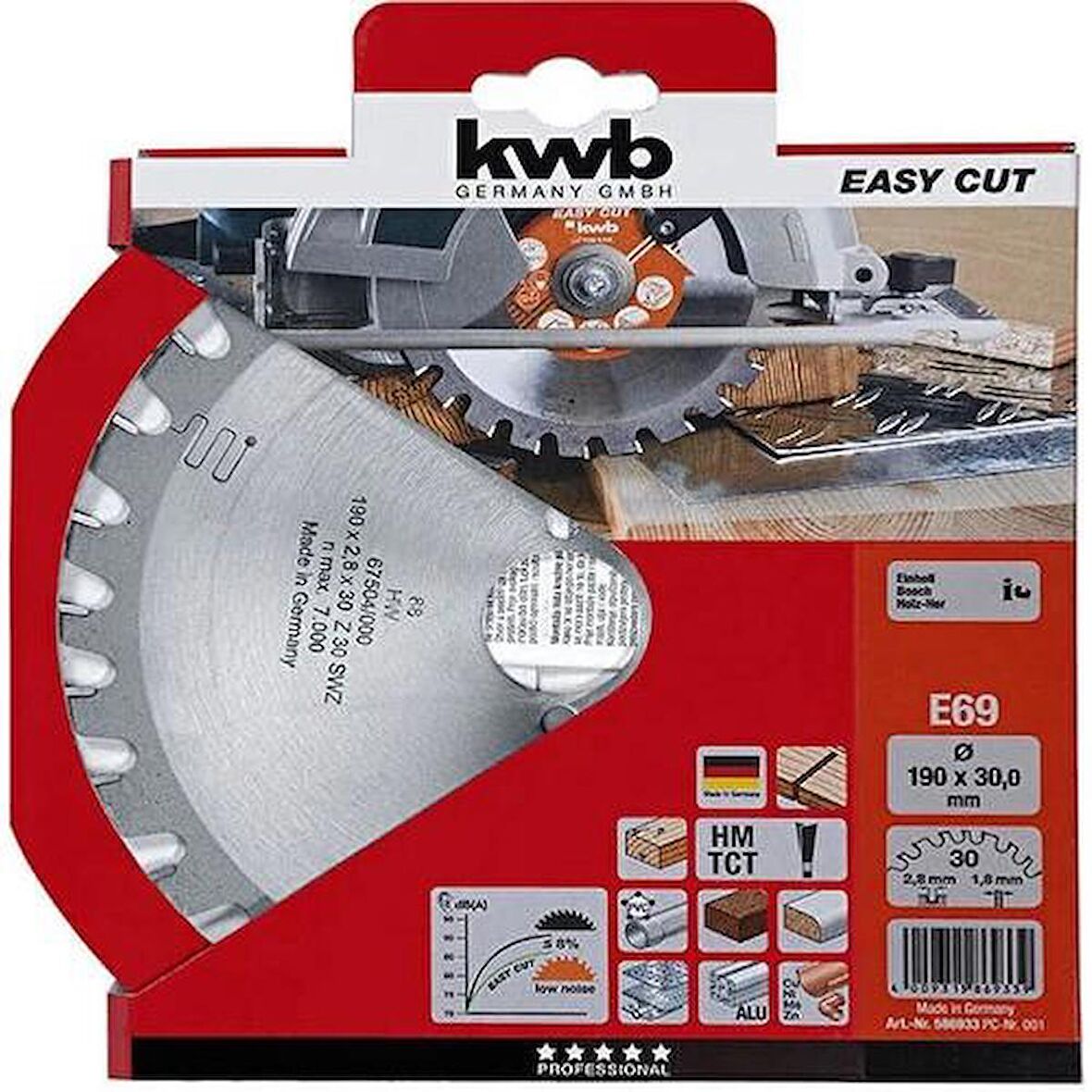 KWB Tepsi Testere 190 x 30mm 30 Diş E69 586933