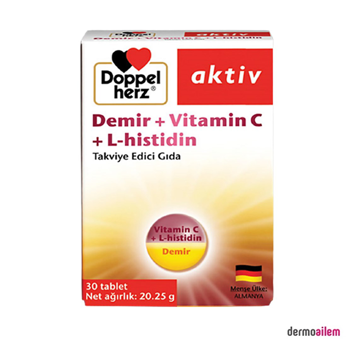 Doppel Herz Aktiv Demir + Vitamin C + L-Histidin 30 Tablet