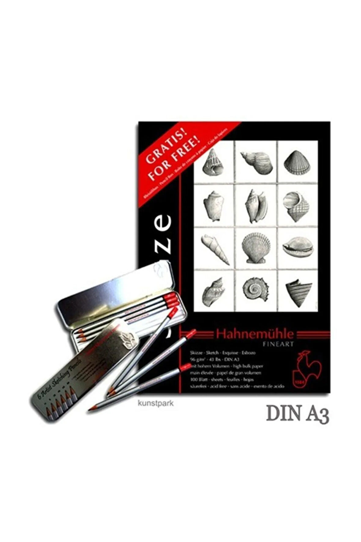 Eskiz Defteri A3 150g 50 Sayfa Kalem Seti Hediyeli Skecth Book