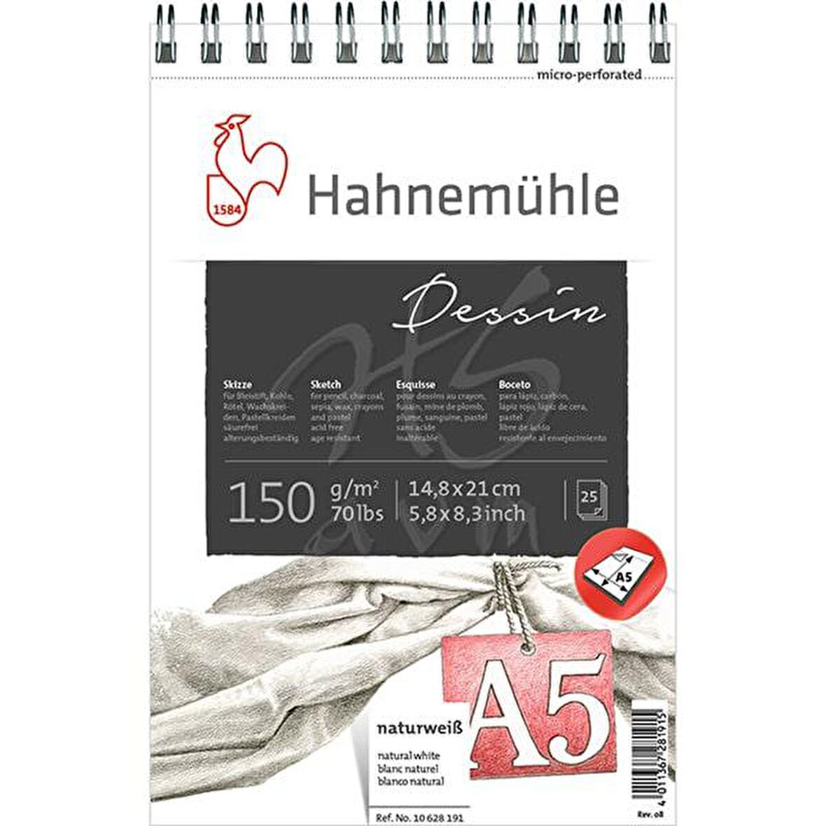 Hahnemühle Dessin Spiralli Eskiz Defteri 150g 25 Yaprak A5