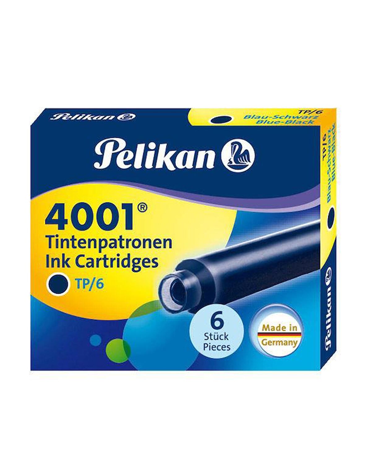 Pelikan 4001 Kısa Dolma Kalem Kartuşu Mavi Siyah