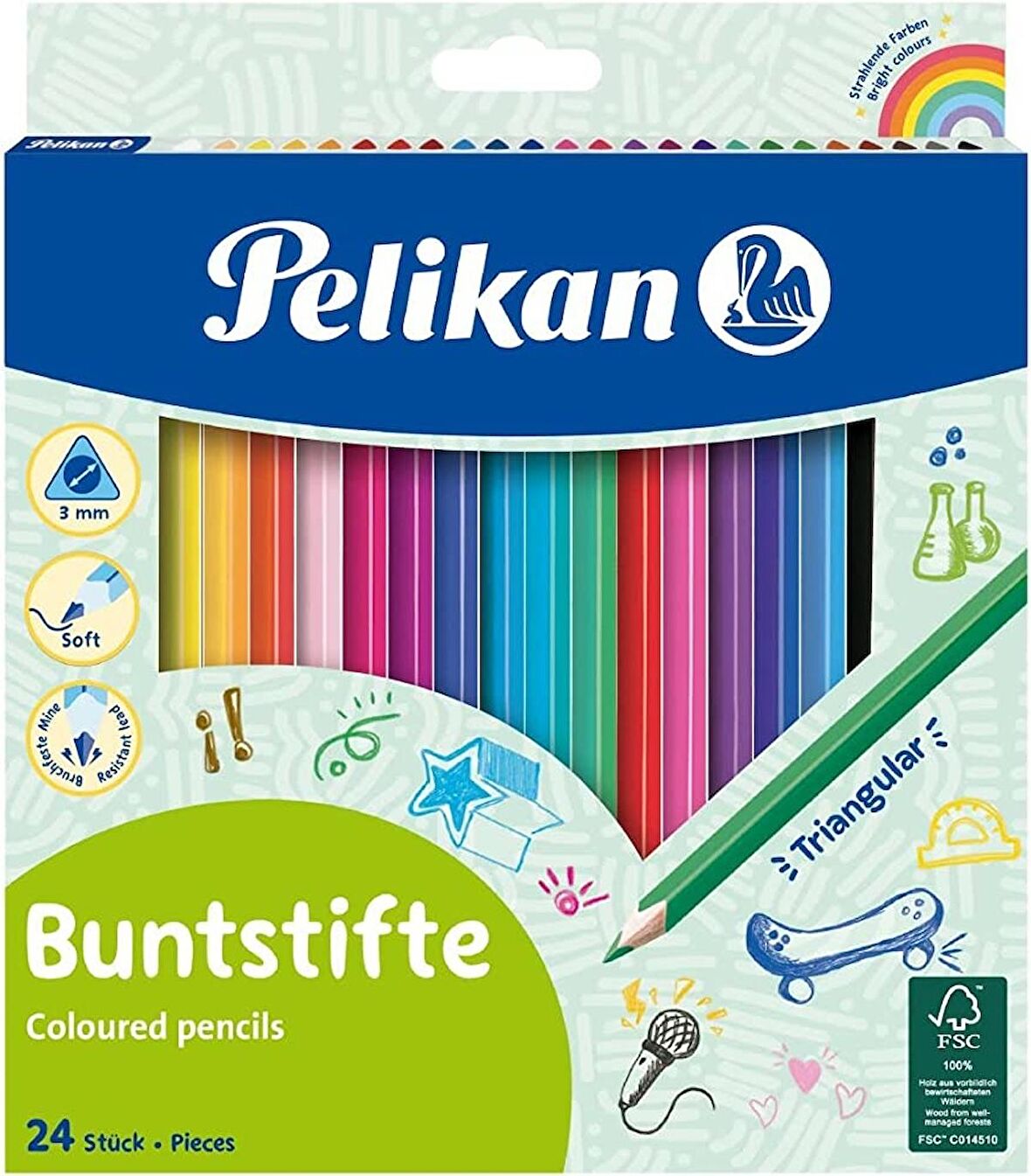 Pelikan Kuru Boya Kalemi Üçgen 24 Lü Kutu