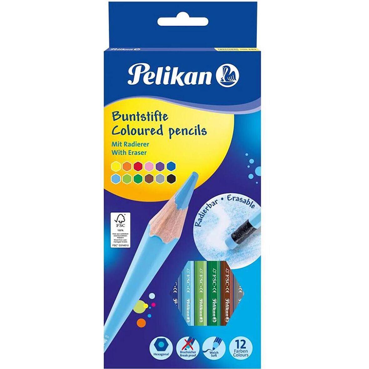 Pelikan Kuru Boya Kalemi Silgili 12 Li 700689