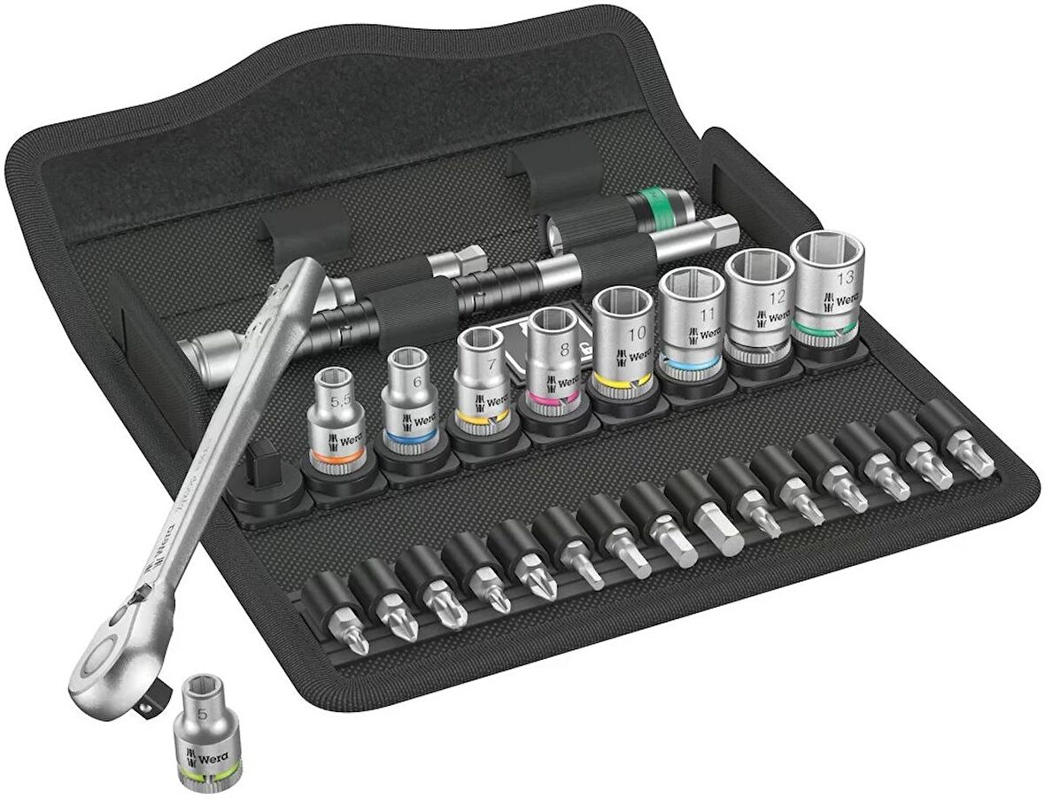 Wera 8100 SA 8 Mafsallı Metal Cırcırlı Zyklop Karma Seti 1/4" 05004018001