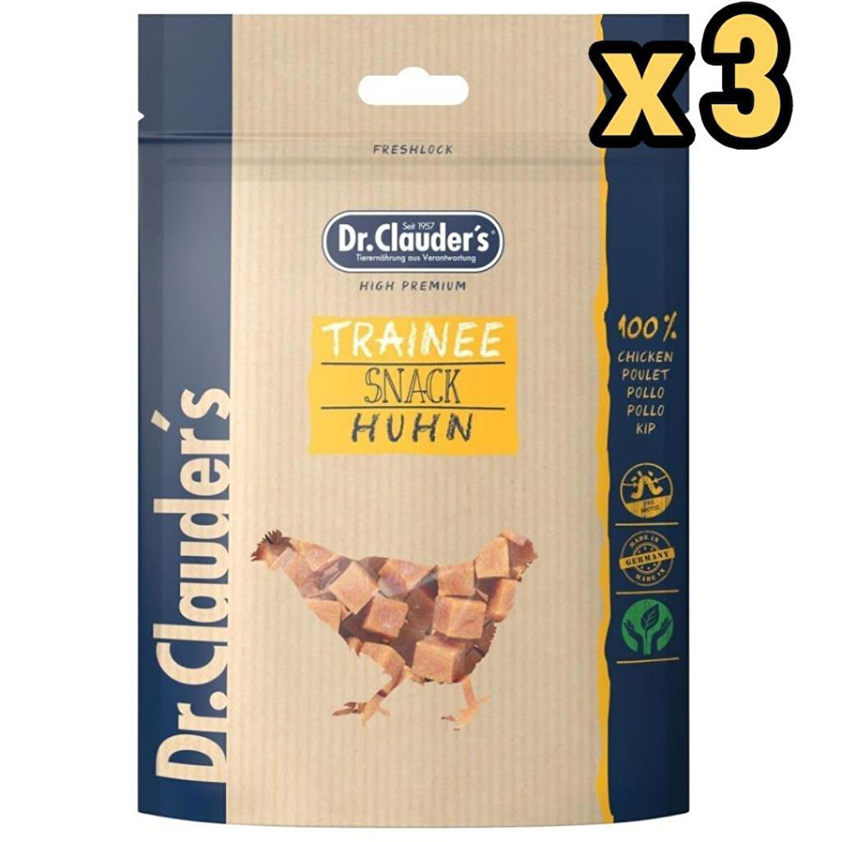 Dr. Clauders Chicken Tavuk Etli Kedi ve Köpek Ödül Küpleri 80 Gr x 3 Adet