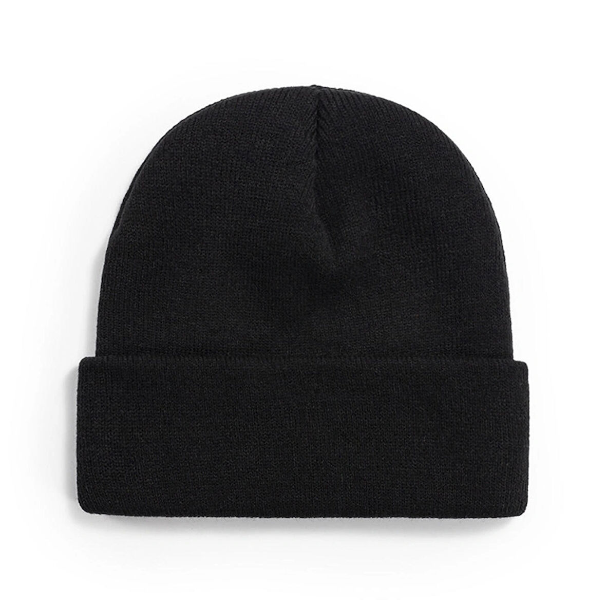 Unisex Kışlık Siyah Katlamalı Basic Bere