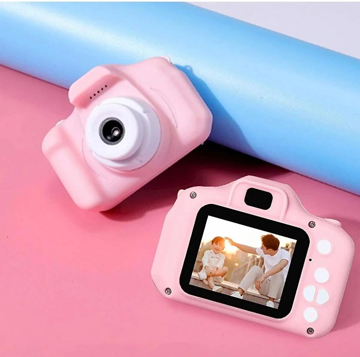 QASUL Çocuk Pembe Mini Hd 1080p Dijital Fotoğraf Makinesi 5 Oyunlu Cmr9