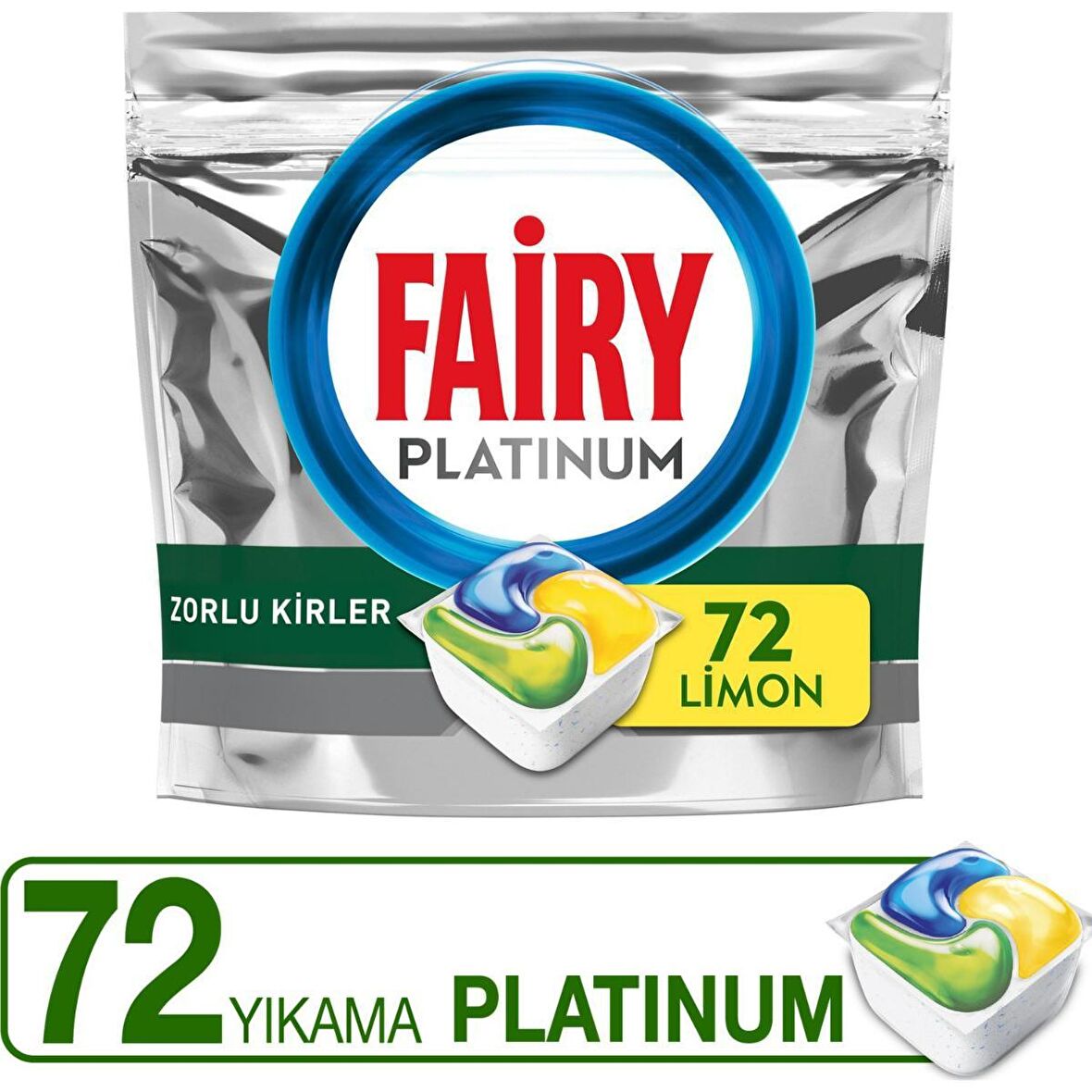 Fairy Platinum Limon Kokulu 72 Yıkama Tablet Bulaşık Makinesi Deterjanı 72 Adet 