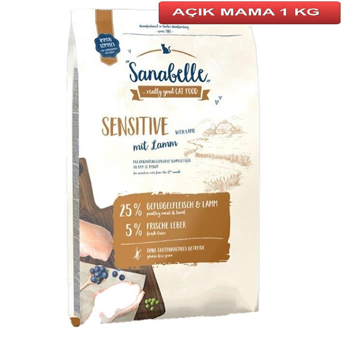 Sanabelle Sensitive Lamb Kuzulu Kedi Maması 1 Kg AÇIK