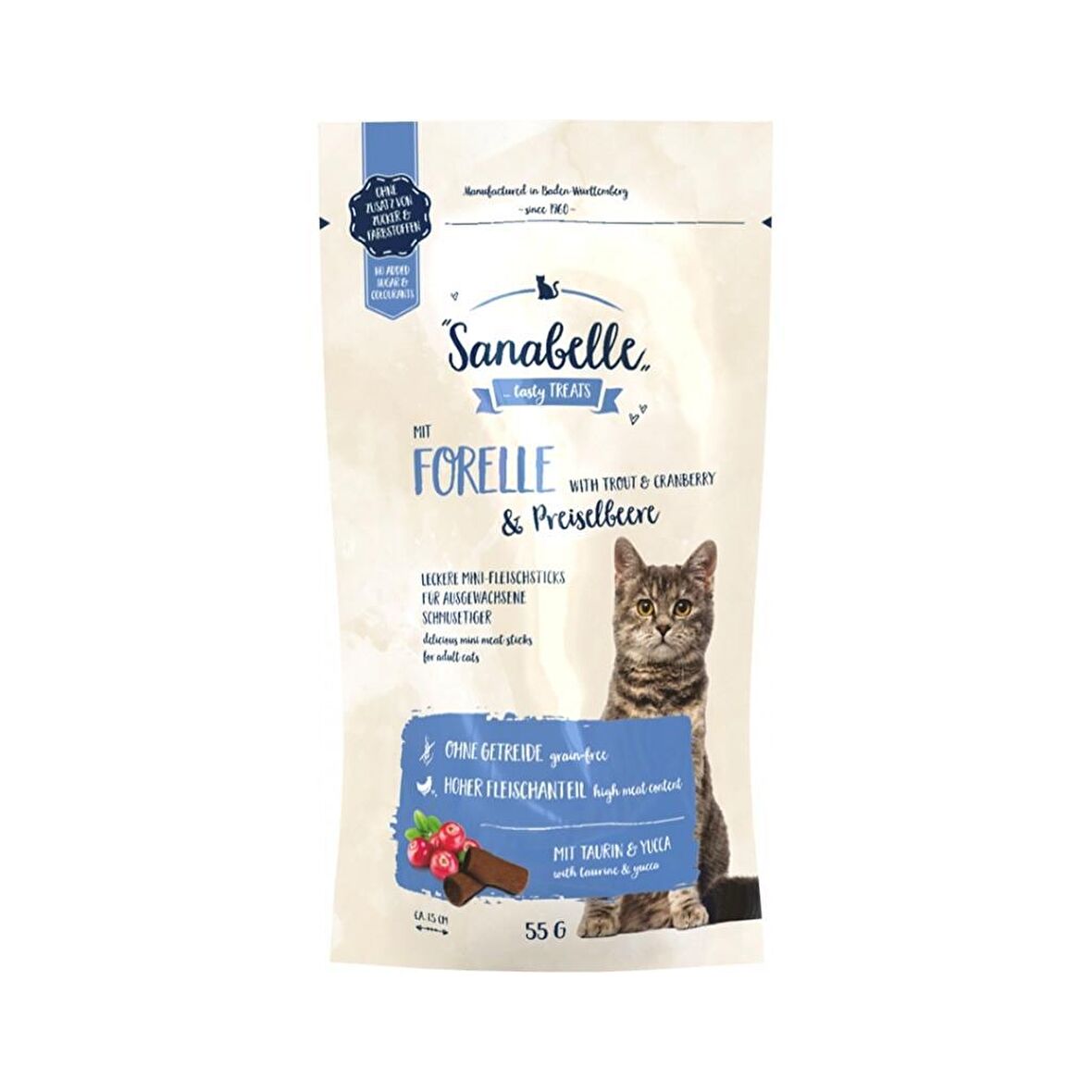 Sanabelle Forelle Alabalık - Kızılcıklı Granül Yetişkin Kedi Ödülü 55 g 