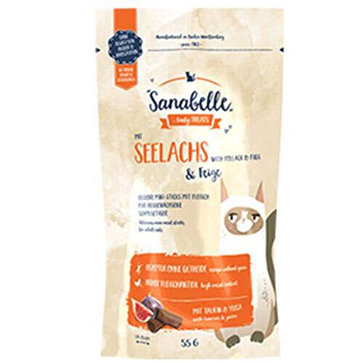Sanabelle Seelachs Balık - İncirli Granül Yetişkin Kedi Ödülü 55 g 