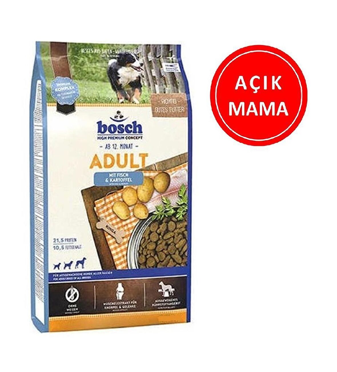 Bosch Tahılsız Adult Balıklı Patatesli Yetişkin Köpek Maması 1 Kg AÇIK