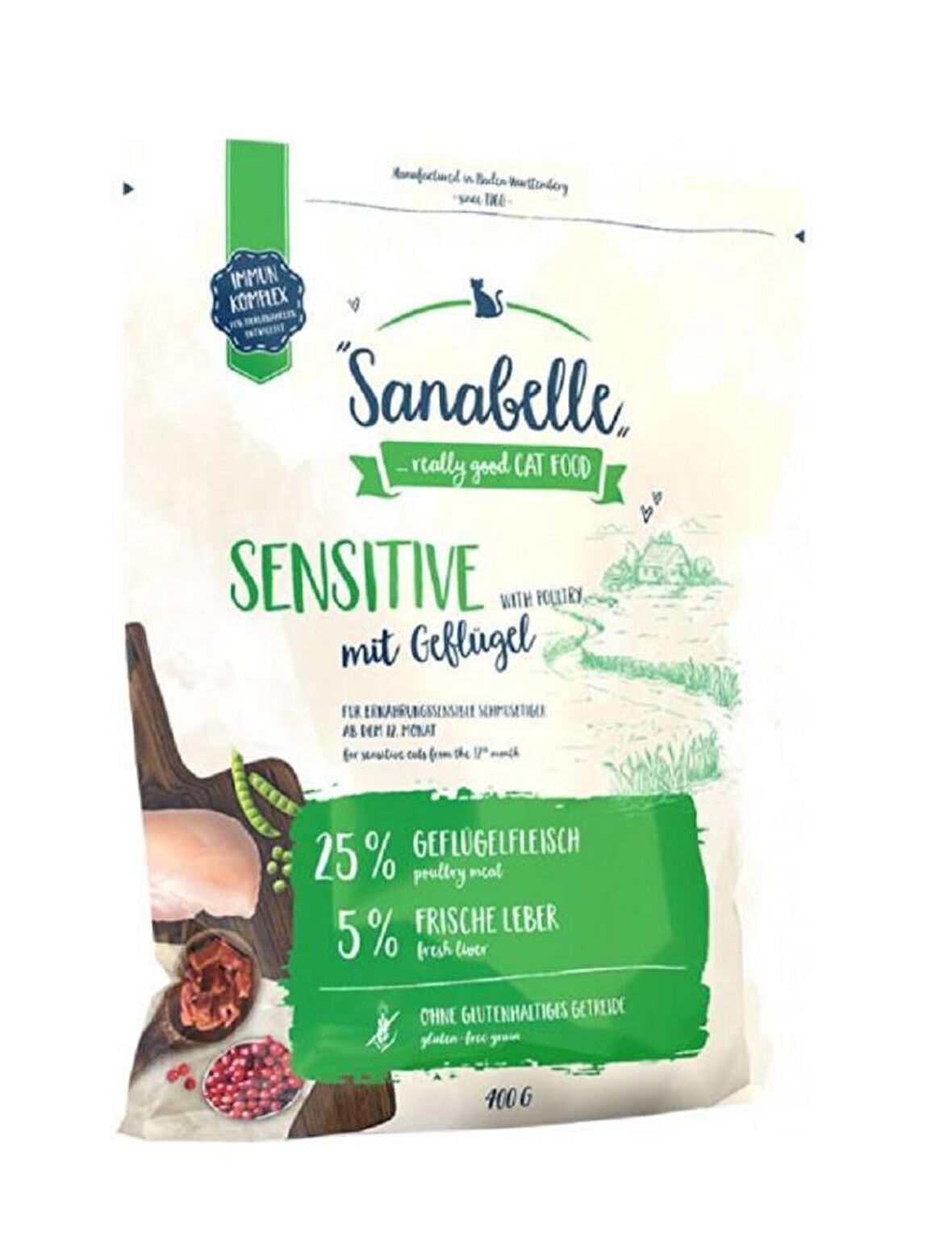 Sanabelle Sensitive Gulutensiz Kümes Hayvanlı Yetişkin Kedi Maması 400 Gr