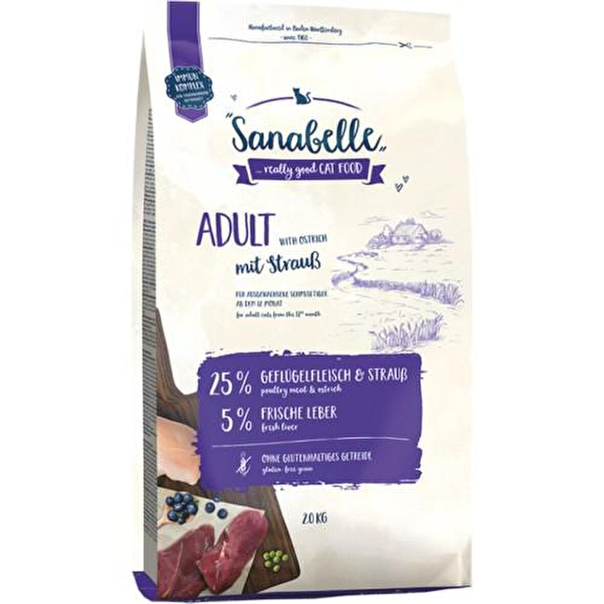 Sanabelle Adult Ostrich Deve Kuşu Etli Yetişkin Kedi Maması 10 kg