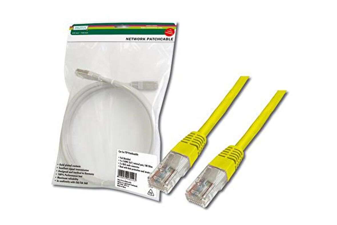 Digitus DK-1511-005/Y 0.5 Mt CAT5E AWG26/7 U/Utp Sarı Patch Cord Kablo