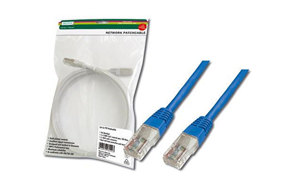 Digitus DK-1511-030/B 3 Mt CAT5E AWG26/7 U/Utp Mavi Patch Cord Kablo