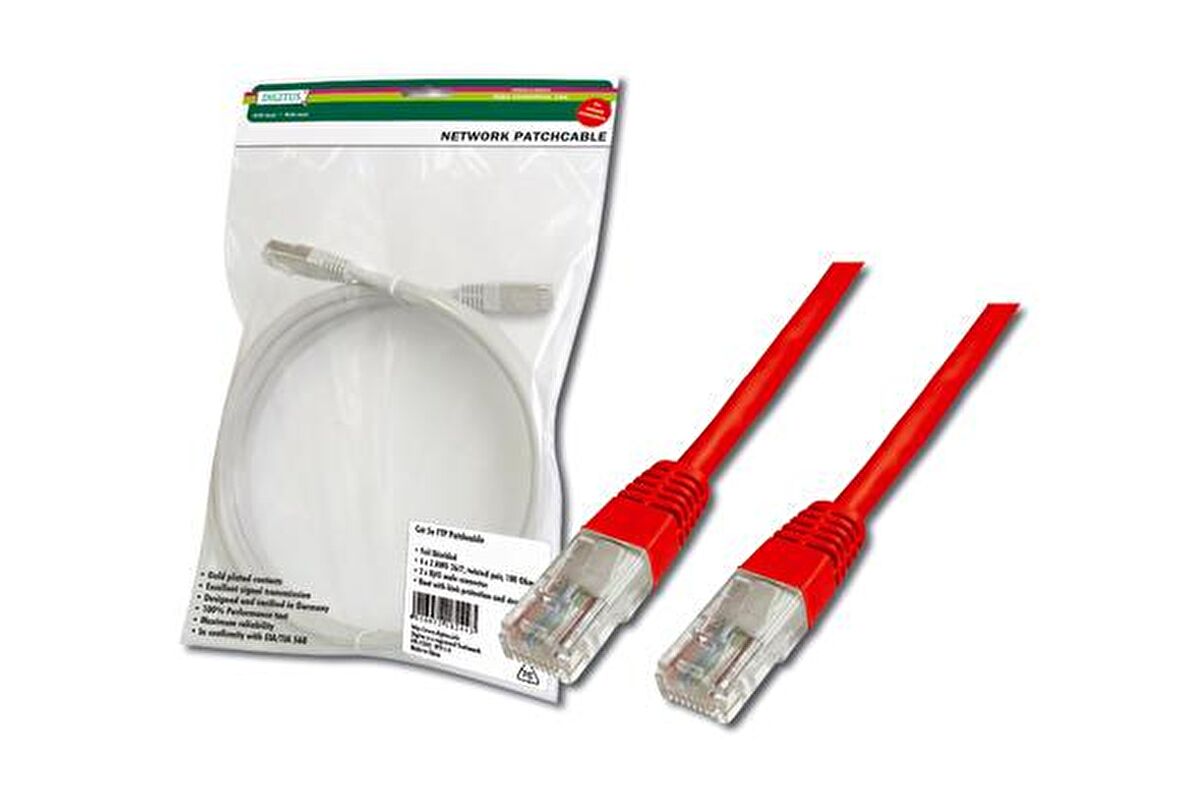 Digitus DK-1511-030/R 3 Mt CAT5E AWG26/7 U/Utp Kırmızı Patch Cord Kablo