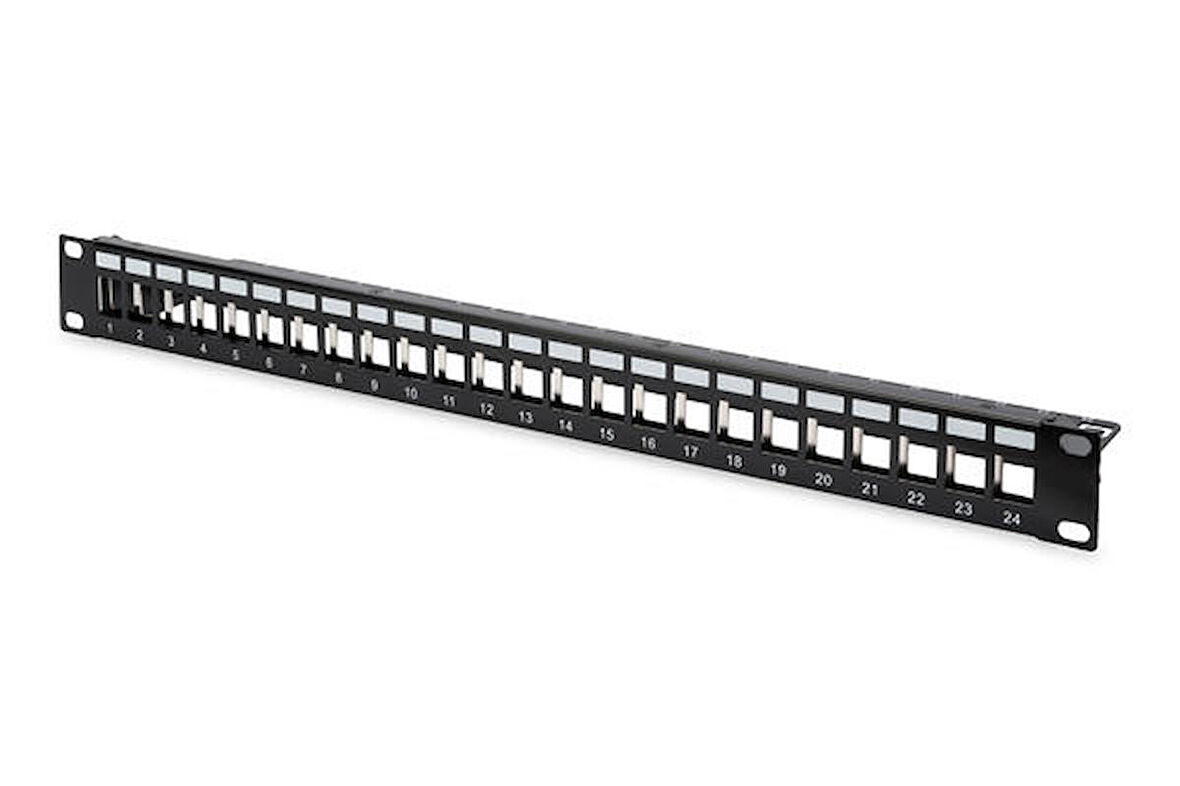 Digitus DN-91411 24 Port CAT 6A 1U Boş Zırhlı  Siyah Patch Panel