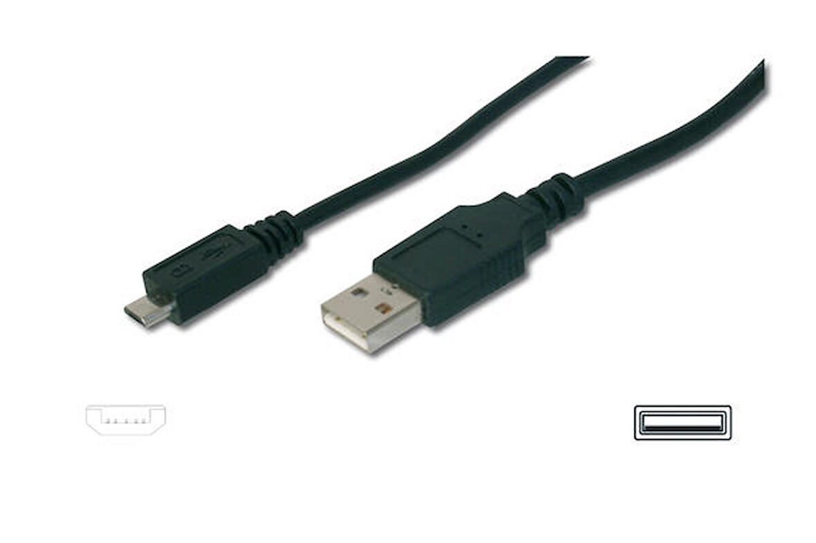 Digitus AK-300110-018-S 1.8 Mt USB 2.0 to micro USB Erkek-Erkek AWH28 UL USB 2.0 Kablo