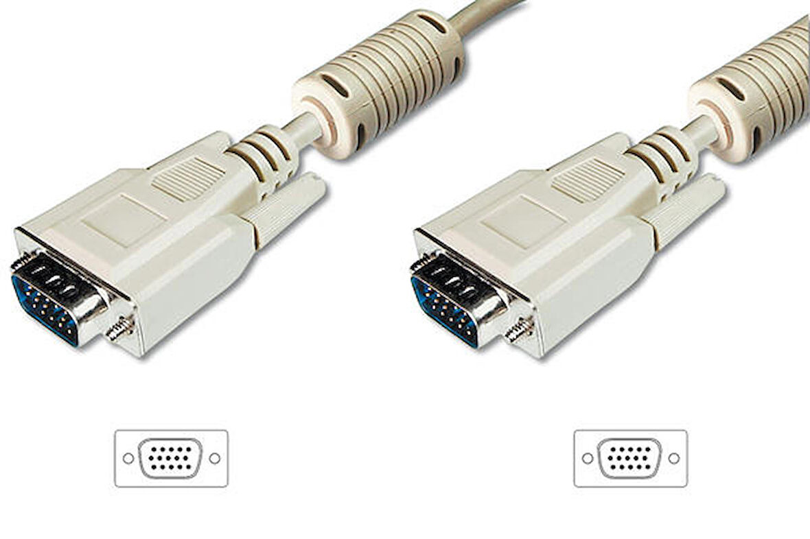 Digitus AK-310103-200-E 20 Mt VGA to VGA Erkek-Erkek AWG28 3Coax/7C Bej Görüntü Kablosu