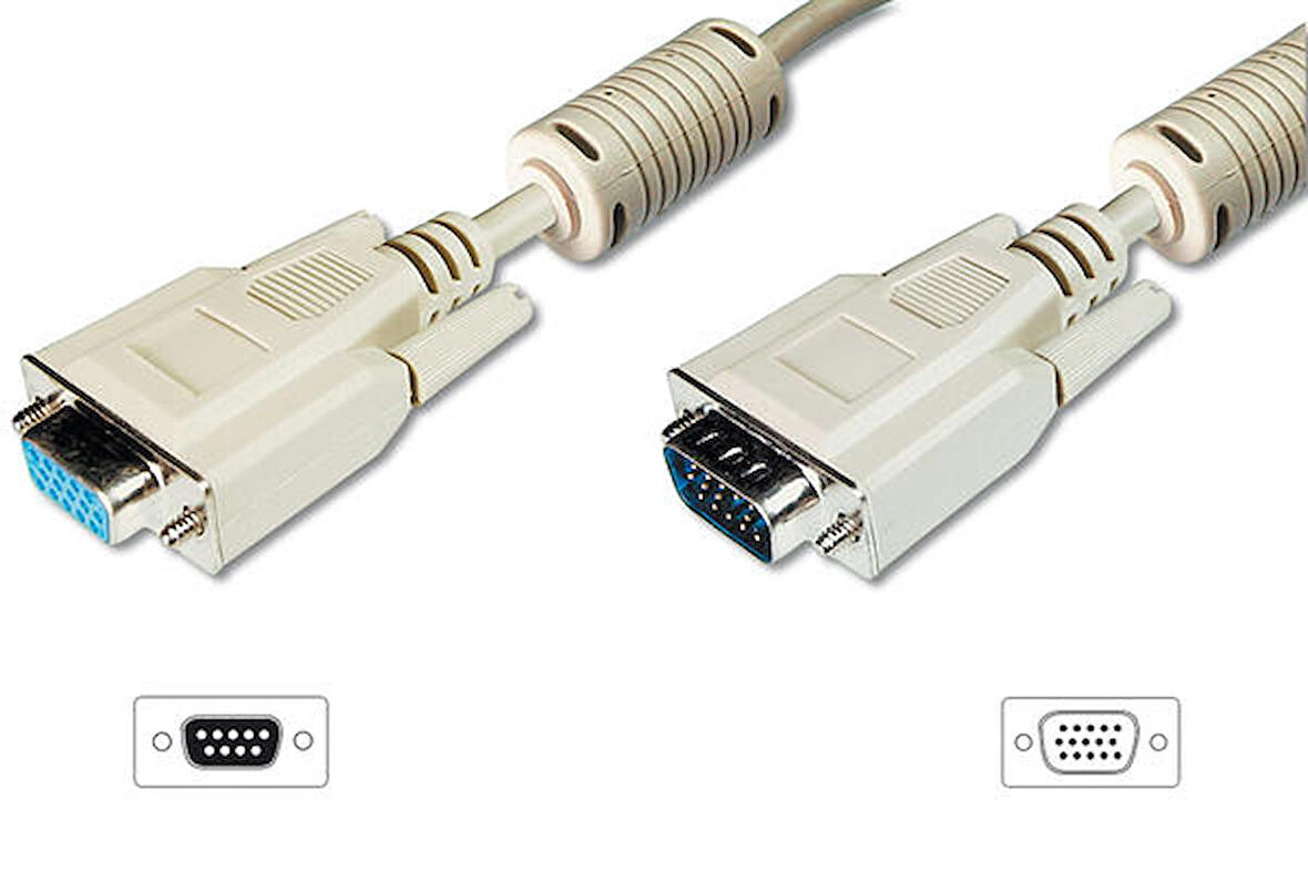 Digitus AK-310203-030-E 3 Mt VGA to VGA Erkek-Dişi AWG28 3Coax/7C Bej Görüntü Kablosu