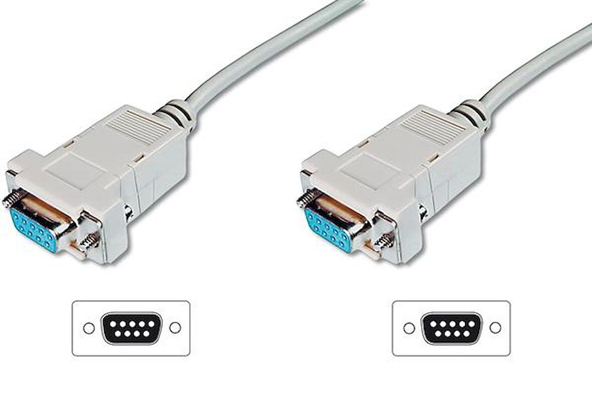 Digitus AK-610100-030-E 3 Mt DB9 to DB9 Dişi-Dişi Bej Zero Modem Kablosu