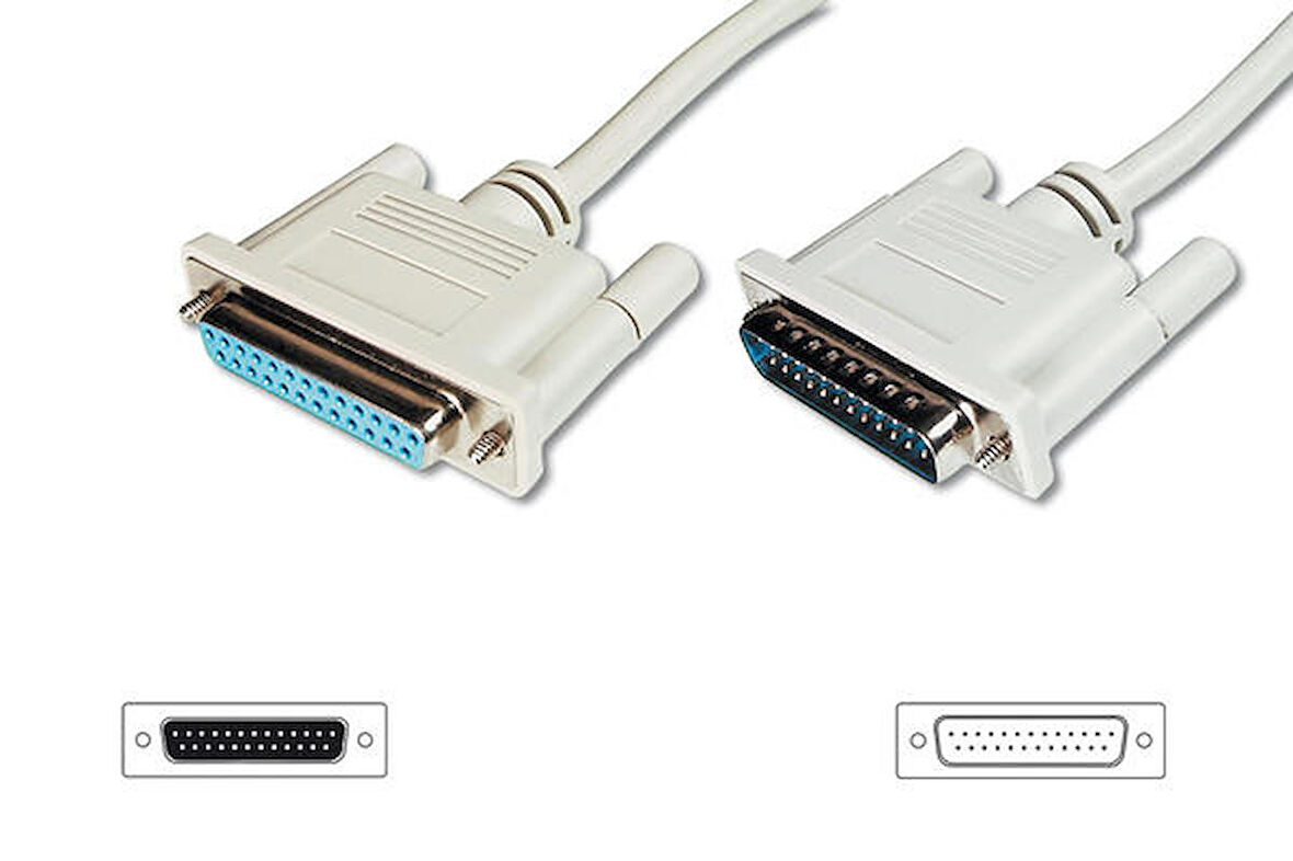 Digitus AK-610201-100-E 10 Mt D-SUB 25 to D-SUB 25 Erkek-Dişi AWG28 CU Zırhlı Bej Kablo