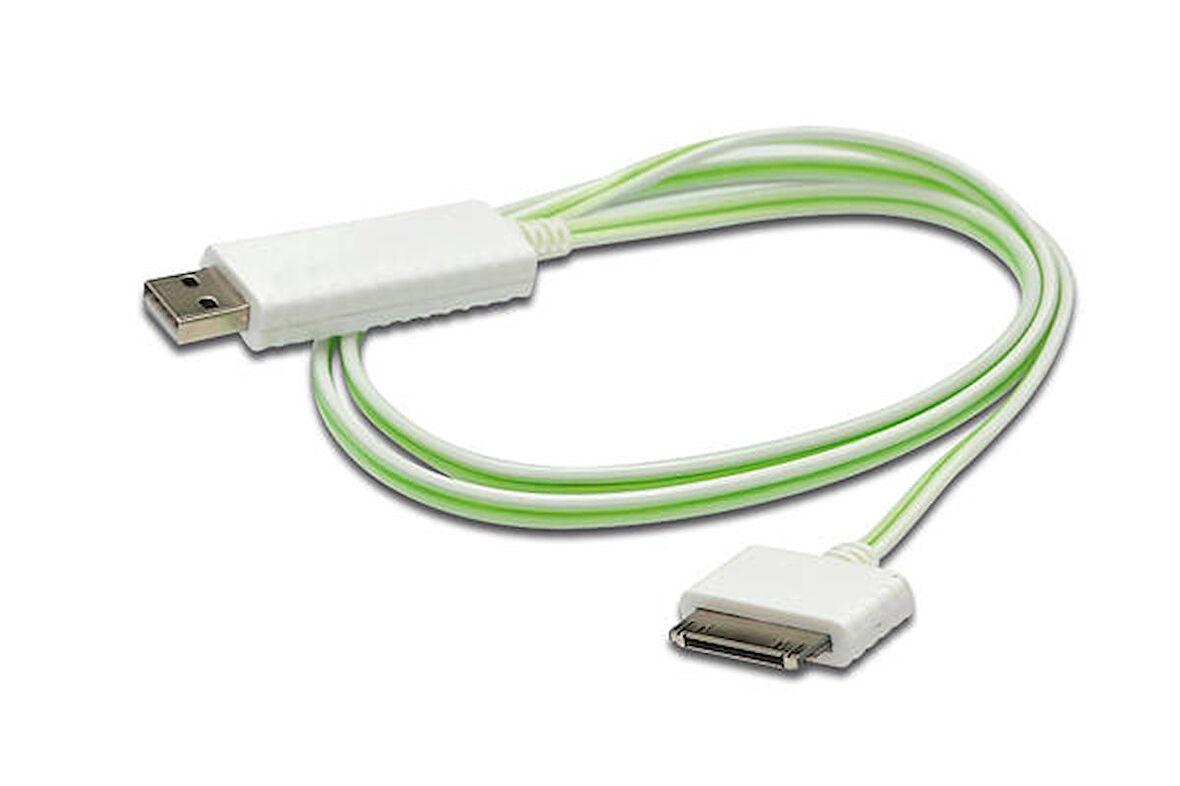 Digitus DB-600103-010-W 0.90 Mt USB to Apple Dock Erkek-Erkek Işıklı Şarj için Kablo ( Apple Uyumludur.)