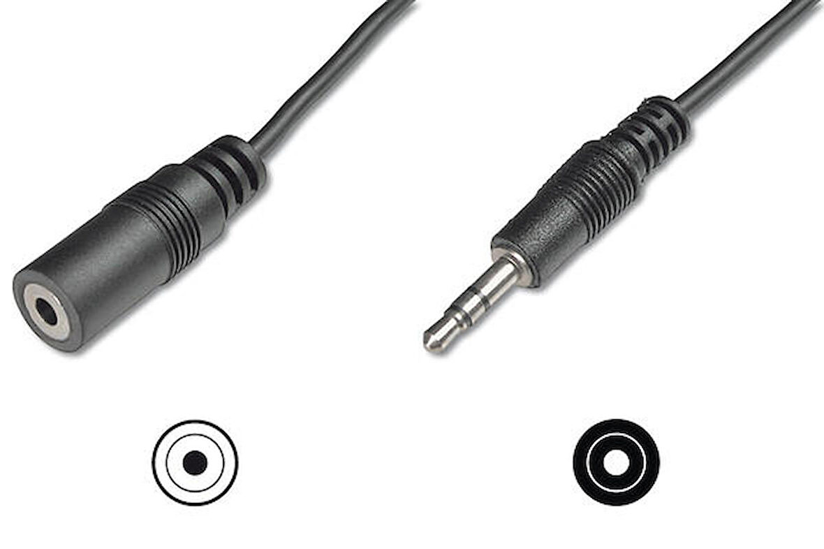 Digitus AK-510200-050-S 5 Mt 3.5mm to 3.5mm Erkek-Dişi CCS Zırhlı Ses kablosu