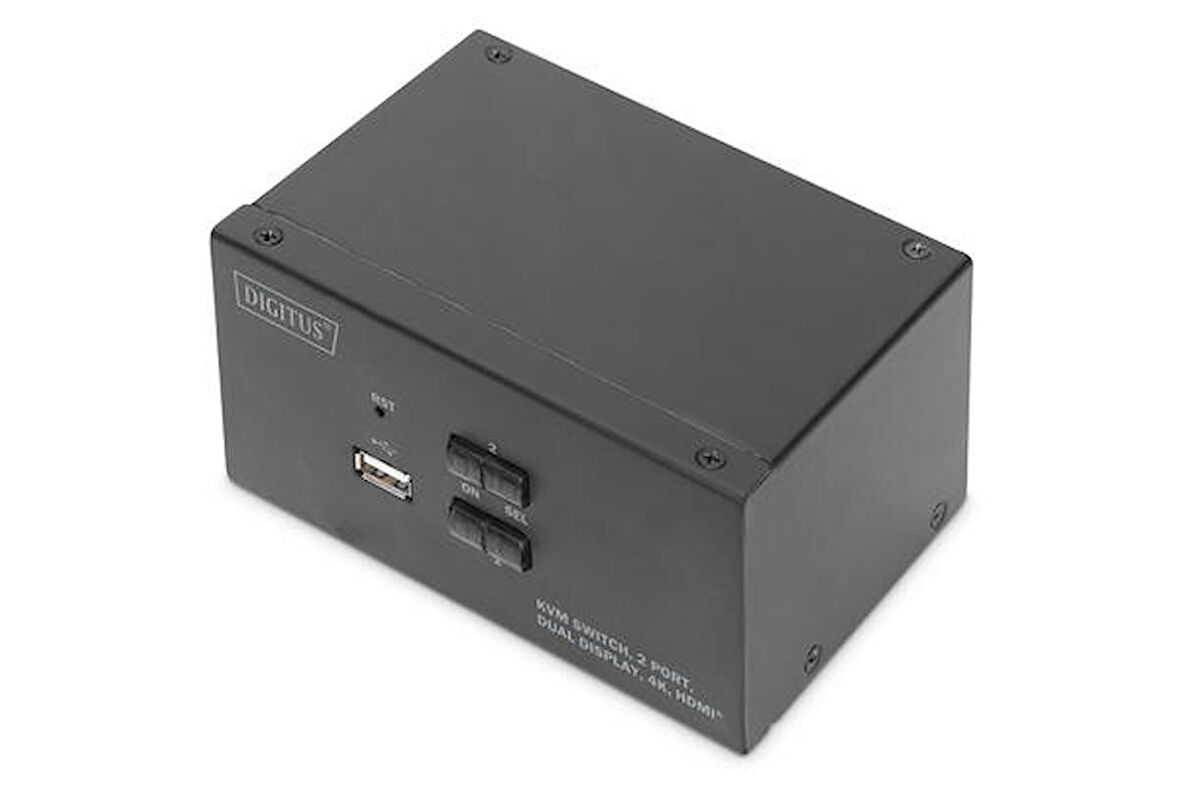Digitus DS-12860 4 Port Giriş HDMI to 2 Port HDMI 2 Port USB Çıkışlı 4K Dual  KVM Switch